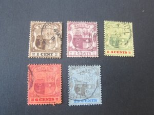 Mauritius 1904 Sc 128-30,32-3 FU