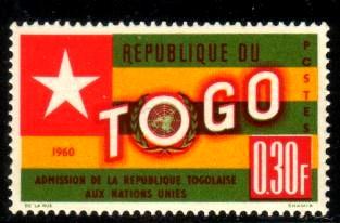 Flag of Togo & UN Emblem, Togo stamp SC#386 MNH