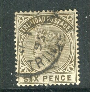 TRINIDAD; 1890s early classic QV Crown CA issue fine used 6d. value