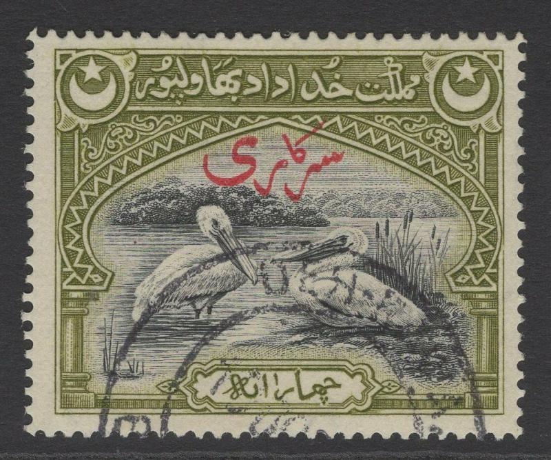 PAKISTAN-BAHAWALPUR SGO4 1945 4a BLACK & OLIVE-GREEN FINE USED 