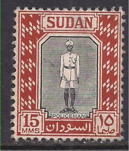 Sudan 1951 KGV1 15 Mils Policeman used SG 129 ( J299 )