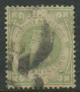 Great Britain -Scott 122 - QV - 1887 - Wmk 30 - Perf. 14 - Used - 1/- Stamp