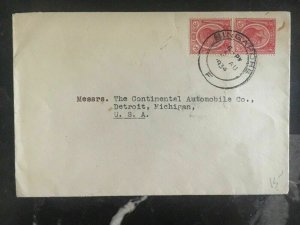 1934 Singapore Commercial Cover To Continental Automobile Detroit Usa