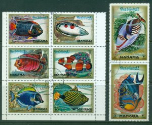 Manama 1971 Mi#777-784 Marine Life, Tropical Fish CTO