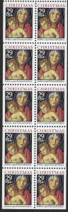 1992 Christmas Madonna by Bellini Booklet Pane of 10 29c Stamps, Sc# 2710