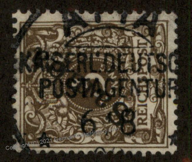 Germany Colonies 1900 Samoa APIA KDPA Mi 1 OP 3pf Krone Adler Used 102278