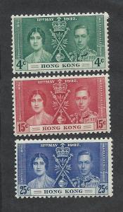 HONG KONG SC# 151-3 F-VF LH 1937