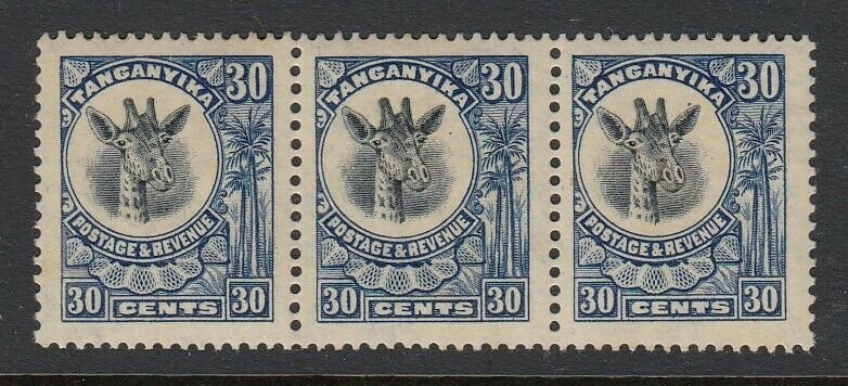 Tanganyika, Sc 18 (SG 79), MNH strip of three