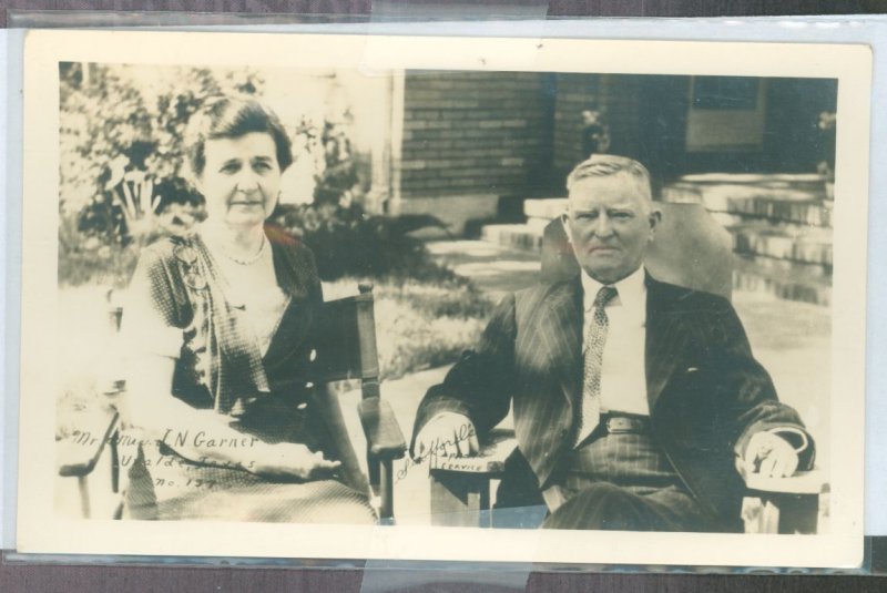 US  john nance garner and wife, vice pres. under fdr and fdr's first 2 terms, broke with fdr over the later's effor...