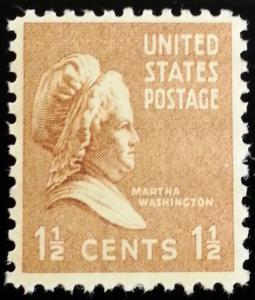 1938 1 1/2c Martha Washington, First Lady Scott 805 Mint F/VF NH