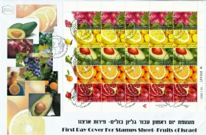 ISRAEL 2009 FRUITS OF ISRAEL 25 STAMP SHEET FDC TYPE 2