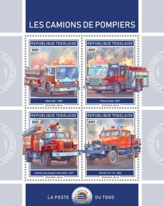 Fire Engines Special Transport Stamps Togo 2019 MNH Mack MC Trucks 4v M/S