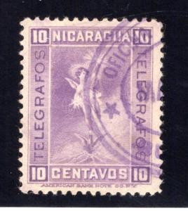 RH77, H77, Type 18, 10c reddish violet (shades), Used - Nicaragua Telegraph Rev