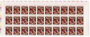 Scott #2427 Christmas Madonna (Carracci) Partial Sheet of 30 Stamps - MNH Top