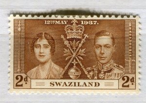SWAZILAND; 1937 early GVI Coronation issue fine Mint hinged 2d. value