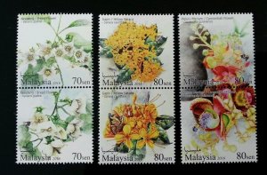 Malaysia Scented Flowers II 2016 Plant Flora Butterfly Bee Insect (sheetlet) MNH