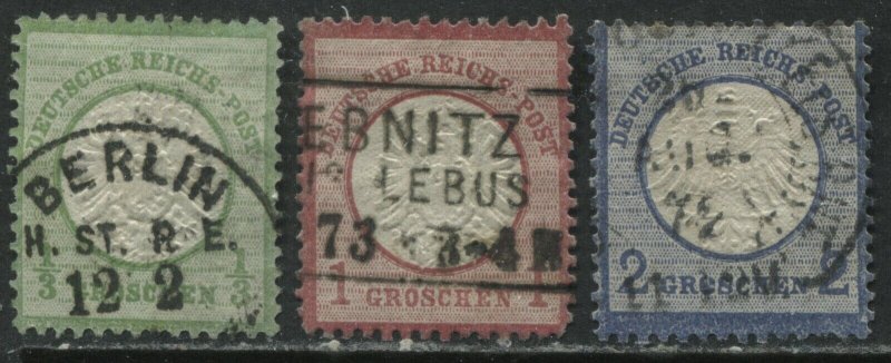Germany 1872 1/3, 1, and 2 groschen used