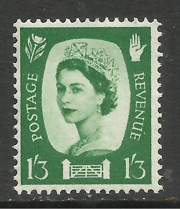 Northern Ireland GB 1958 QE2 1/-3d Green Wmk 179 SG NI 5 ( B1036 )