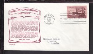 US 1077 Turkey 1956 Pent Arts Typed FDC 