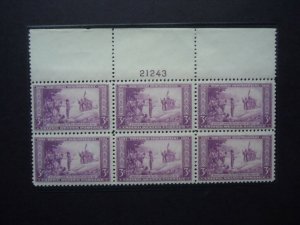 1934 #739 3c Wisconsin Tercentenary Plate Block MNH OG Includes New Mount