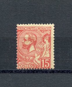 Monaco #17 (MO596) Prince Albert I the 15¢ rose, M, LH, F, CV$175.00