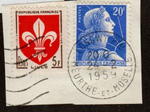 France  #755, 902, Used, Postmark - LONGWY, MEURTHE-et-MOSELLE, 24-2-1959