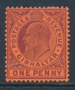 Gibraltar 1904 1d Dull Purple/Red SG 57 Wmk Multi Crown CA Mint Hinged