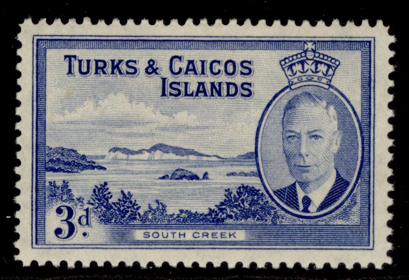 TURKS & CAICOS ISLANDS GVI SG226, 3d bright blue, M MINT. 