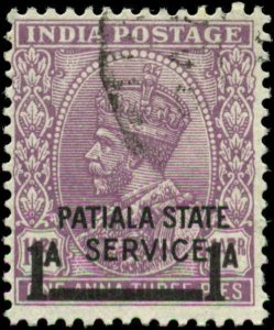 India, Convention States, Patiala Scott #O58 SG #O69 Used