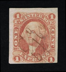 GENUINE SCOTT #R1a F-VF 1862-1871 RED 1ST ISSUE REVENUE EXPRESS ON OLD PAPER