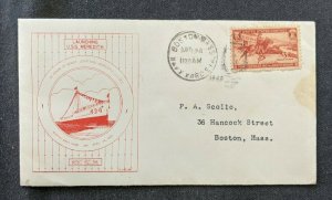 1940 USS Meredith Boston MA Navy Yard Cover to Boston MA