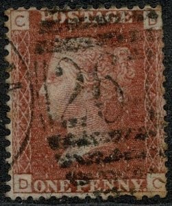 QV 1864-79 1d Penny Red (Shades) Wmk. 4 (L. Crown) used S.G. 43 Pl. 204