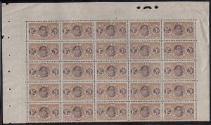 St Pierre et Miquelon 1909-30 MNH Sc #87 20c Fisherman Block of 25 Varieties