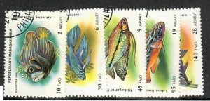 Malagasy Republic; Scott 1192-1196; 1994;  Precanceled; NH; Fish