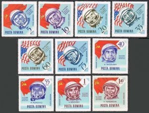 Romania C151-C160 & imperf, MNH. Mi 2340-2347 A,B. Astronauts and flags, 1964.