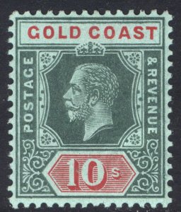 Gold Coast 1916 10s Green&Red on blue green Wmk MCA Scott 79 SG 83 MNH Cat $70+