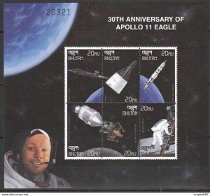 Bhutan Space 30Th Anniversary Of Apollo 11 Eagle Kb ** Stamps Pk239