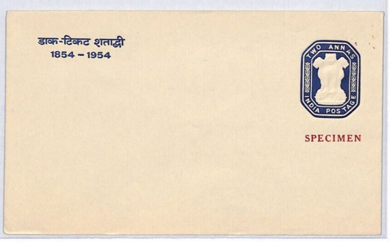 INDIA Unused Postal Stationery Envelope SPECIMEN 2a 1954 {samwells-covers}PJ198