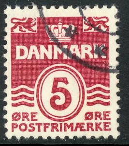 DENMARK 1933-40 5o Rose Lake WAVES & VALUE Issue Sc 224 VFU