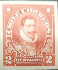 O) 1911 CHILE, DIE PROOF, PEDRO DE VALDIVIA SCT 99 2c scarlet, FOUNDER AND FIRST 