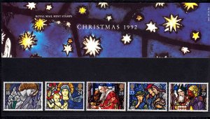 Great Britain 1992 Christmas Complete MNH Set in Presentation Pack SC 1468-1472