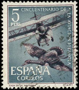 SPAIN Scott #1043 VF Used 1961 5p Bustard Hunt by Plane - Clean and Sound