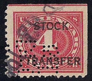 #RD3 4 cents Stock Transfer Stamp used F-VF