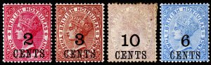 British Honduras Scott 28-30, 36 (1888-92) Mint H G to VF, CV $41.00 C