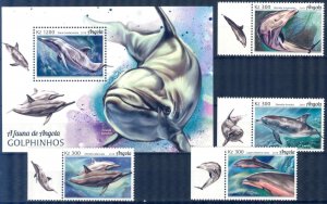 Angola 2018 Dolphins Set of 4 + S/S MNH