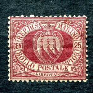 San Marino 1877 Sc 13 25c vermilion. MH CV $175 SM1182