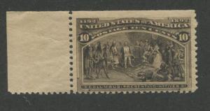 1893 US Stamp #237 10c Mint Never Hinged Average Catalogue Value $240