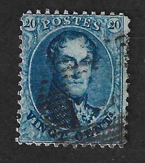 BELGIUM Scott #15 Used 20c King Leopold I  stamp 2017 CV $3.50