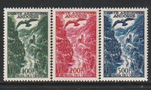 1955 Andorra, French - Sc C2-C4 - MH VF - 3 single - East Branch of Valira River