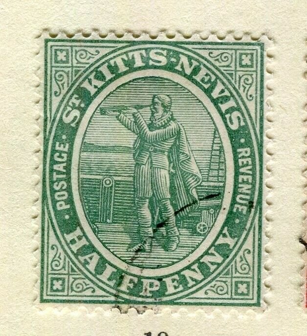 ST.KITTS; 1905 early Ed VII issue fine used Columbus issue 1/2d. value